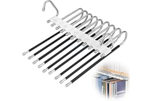 BOUGPENG Perchas 9 en 1 de Acero Inoxidable Perchero Pesado para Pantalones Bufandas Corbatas Vaqueros Multi Funcional Organizador de Armario
