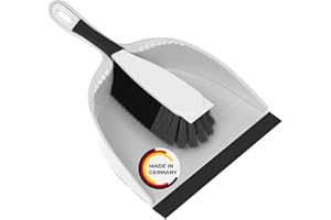 Rival Kehrgarnitur mit Lippe & gummiertem Griff stahlgrau – Handfeger & Schaufel mit Rosshaarmischung – ergonomisch geformtes Besen & Kehrschaufel Set – Kehrschaufel & Handfeger für Drinnen & Draußen