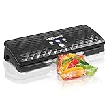Envasadora al Vacio Domestica para Conservación de Alimentos DS-100 Alta Potencia 130W 3 Modos de Funfionamiento Luces Indicadorascon de 10 Pcs Selladora de Bolsas al Vacio