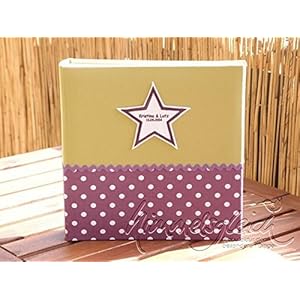 Hochzeitsalbum grün mit lila Punkten