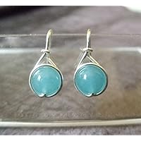 Ohrringe Noble - Edelstein Jade Aquamarin - versilbert