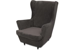 LIFEDX Ohrensessel Überzug Ohrensessel Bezug Samt 2-Teilig,Sessel-Überwürfe Ohrensessel Sesselbezug,Elastisch Ohrensessel Schonbezüge Bezug,Stretch Tiger Stuhlbezug mit Armlehne Hohe Rückenlehne,Dark Gray