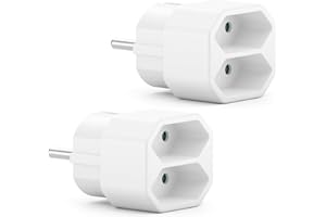 deleyCON 2 Sztuki Rozdzielacz/Listwa Zasilająca Wewnętrzna Eurokabel - Kabel Zasilający Adapter Gniazdka Euro - Adapter Prądowy Multi-Gniazdo - 2x Gniazdo Euro 2,5A do Użytku Wewnętrznego Max. 1100W