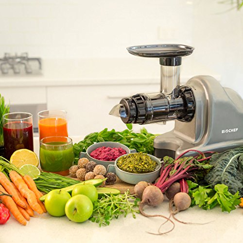 BioChef Axis Slow Juicer / Kaltpress Entsafter / Horizontaler Entsafter / Saftpresse – 150Watt & 60U/min – ideal für Weizengras, Obst & Gemüse - 4