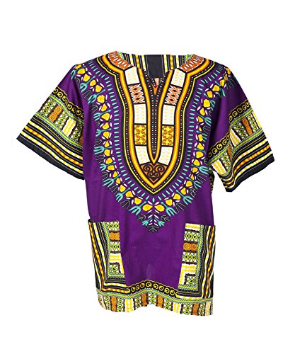 Lofbaz Unisex Dashiki Tradicional de África Camisa Size S Morado