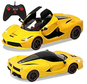 zest 4 toyz Remote Control Car with Rechargeable Sports Racing Car Like Model with Openable Doors & Working Light (Yellow)