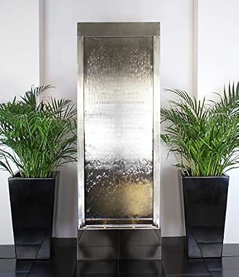 Ambiente Mur d'eau Fontaine en Inox - 1,7 m - éclairage halogène