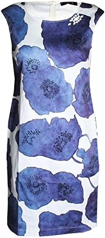 Latte Sleeveless Poppy Print Shift Dress 12 White Multi