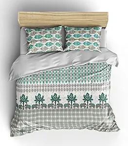 ARiANA 210 TC Twill Satin Collection King Size (108 inches X 108 inches) Cotton Bedsheet with 2 Pillow Covers (90001-D - Aqua)