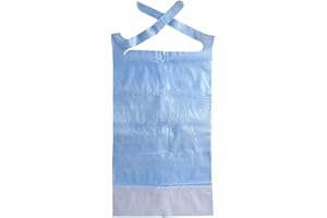 SUMEDTEC Einweg-Lätzchen für Erwachsene, 2 Schichten, 100 Stück, mit saugfähigen und wasserdichten Sammelbeuteln. Pack of 50 Dinner Bibs with PE Coating and Practical Collection Pocket