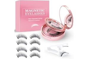 ANOGOL Magnetische Wimpern, 4 Paar wiederverwendbare Magnetwimpern, Natürlich aussehendes 3D Falsche Wimpern Set mit Applikator, Wasserdicht, Kein Kleber, Einfach zu tragen