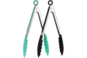 ARCJUNYS 2Pcs Küchenzange Grillzange Silikonzangen Zange Küche Hitzebeständig Kochzange Fleischzange Kitchen Tongs für beschichtete Töpfe and Pfannen geeignet