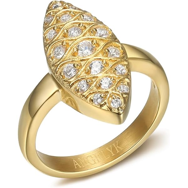 Bague Plaqué Or 18 Carats Bague Marquise Zirconium Argent 925 & Plaqué Or 18 Carats - Forme Fleur - Choix Tailles Bague Solitaire Femme