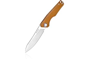 HARNDS Cuchillo de Cosecha con Acero Sandvik 14C28N Cuchillo Plegable con Mango G10 para Camping Caza Cuchillo Plegable(Marrón)