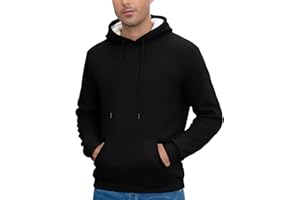 Vorvowry Hoodies for Men UK Warm Thick Fleece Lined Thermal Hooded Pullover Jumper Casual Hoody with Kangaroo Pocket