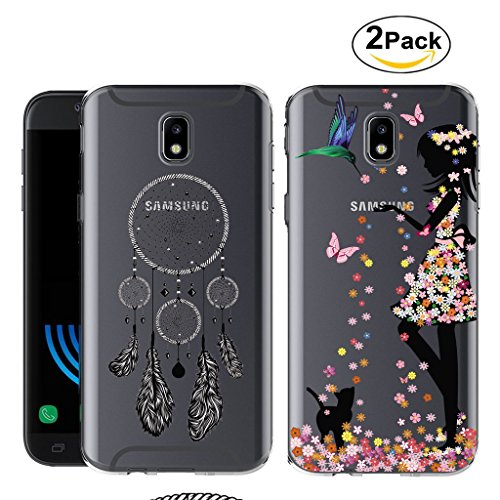 2 Pack Funda para Samsung Galaxy J3 2017 SM-J330  S  lo se aplica a la versi  n europea    IJIA Transparente TPU Silicona Suave Cover Tapa Caso Parachoques Carcasa Cubierta para Samsung Galaxy J3 2017 SM-J330  WM22 WM49 