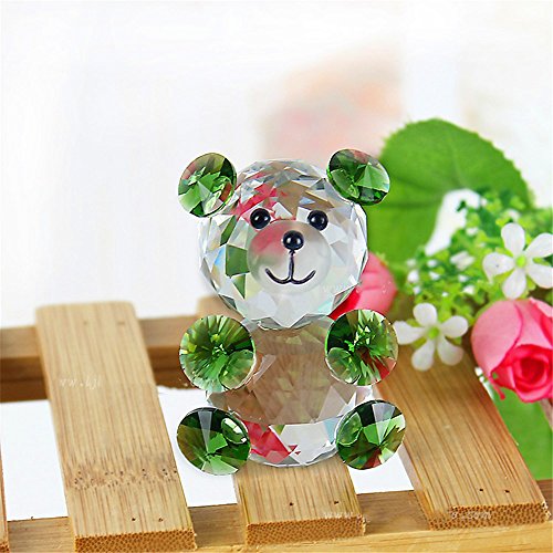 qianyue Verre Cristal Animal Ours en Peluche Figurine Miniature Célébrité De Noël Figurines Enfants Bureau Ornements Jouet Cadeau (Vert)