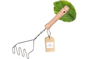 ‎HOFMEISTER HOLZWAREN HOFMEISTER® Kartoffelstampfer, Metallwellen, 36 cm, für Kartoffeln, Gemüse, Kartoffelklößen & Kartoffelpüree, robuster Kartoffelquetscher aus Europa, Buchenholz-Griff
