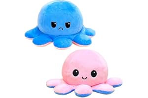 KIDSZONE Toy Octopus Plushie Reversible Soft Toys for Kids | Plush Soft Toys for Baby Boys and Girls | Octopus Soft Toy for Kids Gift Birthday -25 cm (Blue/Pink)