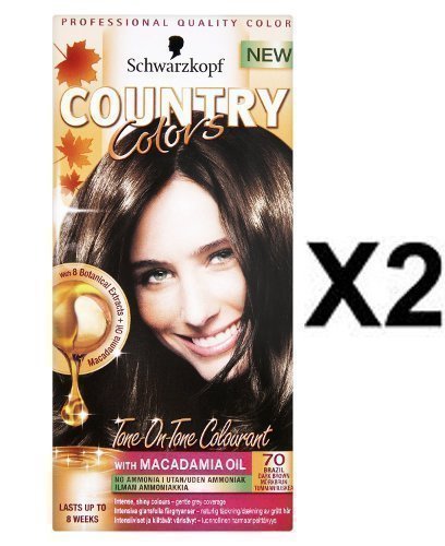 Schwarzkopf Country Colors Hair Dye Colours Col 70 Brazil Dark Brown X 2 Packs