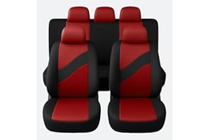 Susy Shop Housses de siège de voiture universelles LS08 | Kit avant et arrière confortable respirant | Housses de protection pour sièges utilitaires moyens et petits | Non SUV (rouge)