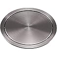 Pearlead Round Recessed Counter Top Cover Trash Bin Built-in Flap Garbage Can Kitchen Bench Stainless Steel(Silver)