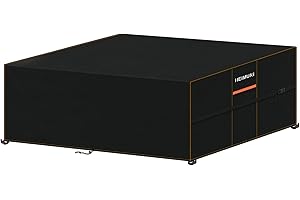 HEIMUNI Pokrowiec na Meble Ogrodowe, Wodoodporny Pokrowiec na Stół na Zewnątrz, Pokrowiec Ochronny na Meble Ogrodowe, 420D Oxford Anty-UV Pokrowiec na Stół Ogrodowy, 280 x 210 x 90 cm