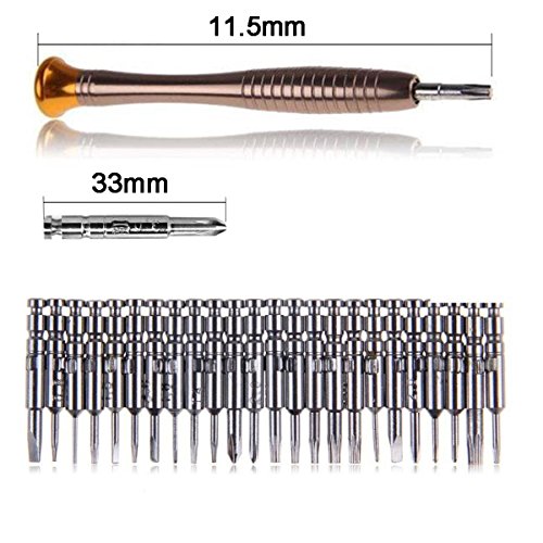 Wartoon Mini Schraubendreher Set 25-teilig Werkzeugset für PC Brillen Handy Laptop Kameras Brillen Uhren Spielzeug Schmuck (Schlitz, Kreuzschlitz, Torx) in Lederetui - 2