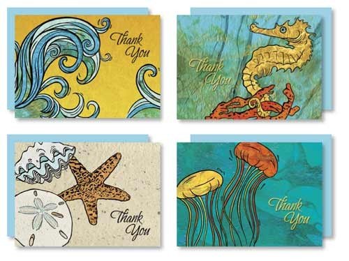 Preisvergleich Produktbild Karen Foster Design Thank You Karten Azure Blooms Ocean Escapade