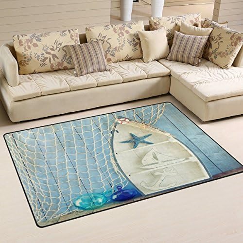 Wellay Nautical Boat Shape Shelves Doormat Door Mat Area Rugs Door Indoor/Bedroom/Front Door/Bathroom/Kitchen Mats 60 x 39 inch