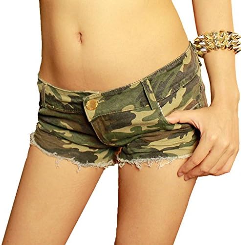 Wgwioo Camouflage Cut Off Low Waist Shorts Women Denim Ripped Jeans Mini Short Hot Pants Womens Nightclub Clubwear Picture Color M