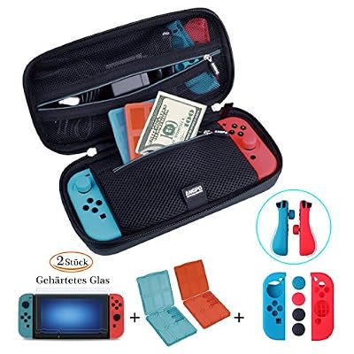 angpo 【Pochette de Transport Nintendo Switch】ANGPO® Sac de Transport Nintendo Switch et Accessoires de jeu / Protection écran / Protection du Joy-con / Pochette 4en1 avec Emplacements pour Cartouches