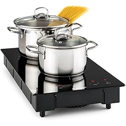 Klarstein VariCook Domino - Double plaque de cuisson, Surface en vitrocéramique, Minuterie réglable, 9 niveaux de puissance, Panneau de commande tactile avec écran LED, noir