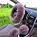 Produktbild Coogel XHSP Winter Warm Faux Wool Handbrake Cover Gear Shift Cover Steering Wheel Cover 14.96"x 14.96" 1 Set 3 Pcs (Cameo Brown)