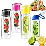 botella infusor fruta Facil de lavar. Laptone botella infusora de fruta 800ML botella agua jugo infusor ideal para Yoga, Gym, al aire libre, niños, oficina - Seguridad a Prueba de Fugas - sin BPA