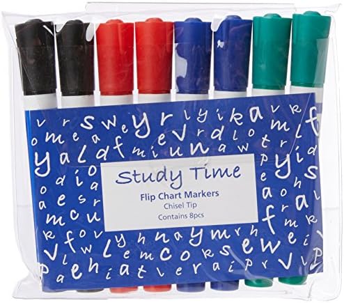 Study Time Flip Chart Chisel Tip Marker Pen - Assorted Colours (Pack of 8)