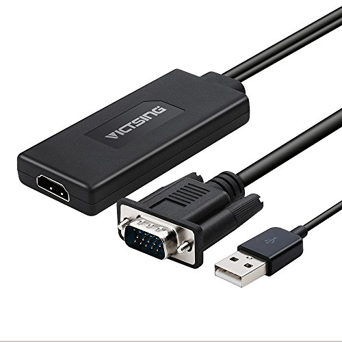 VGA auf HDMI, VicTsing VGA zu HDMI Konverter Adapter Audio Übertragung 1080P Full HD mit USB Stromversorgung unterstützt für TV, Computer, Projektor, Laptop, DVD, AV - Schwarz