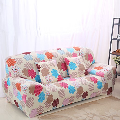 Gazechimp Modern Weich Stretch Sesselhussen Stretchhussen Husse aus elastischer Stoff für 1-Sitz / 3-Sitzer Couch Sofa – Happy Time, 190-230cm - 2