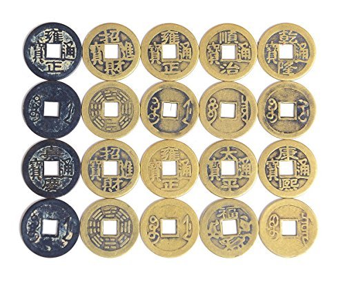 AlphaAcc 50pcs Fengshui Fortune Chinese Coins Lucky Swaps Feng Shui Coin Swaps for Geocache Geocaching Swaps Antique Metal