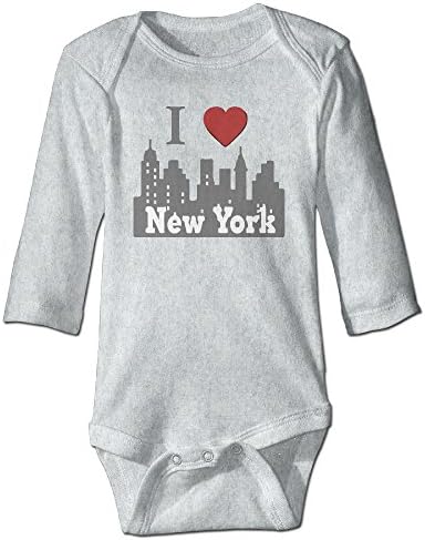 I Love New York NY Skyline Baby Girls' And Boys' Long Sleeve Bodysuits Romper -  Grey - 