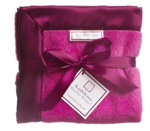 SwaddleDesigns Stroller Blanket, Jewel Tone Puff Circles, Very Berry