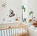 Produktbild ufengke Cartoon-Piraten-Schiff Affepirat Kokos-Insel Wandsticker,Kinderzimmer Babyzimmer Entfernbare Wandtattoos Wandbilder