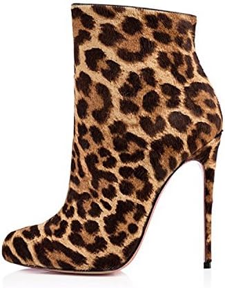 AIWEIYi Womens Leopard Print Stilettos High Heels Ankle Boots