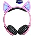 Produktbild LIMSON Cat Ear Kopfhörer für Kinder mit Wireless Bluetooth Ohrhörer LED-Licht Kopfhörer Faltbare wiederaufladbare Over-Ear Headsets LX-BL108 (Rosa)