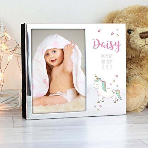 Personalised Baby Unicorn Photo Frame Album 4x6, Ideal for Newborns, Christening, Baptism, Naming Day, Birthdays, Holds 48, 4x6 Photos