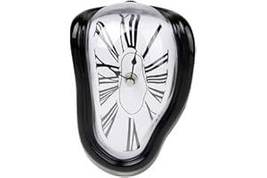 Verve Jelly Melting Wall Clock, Salvador Dali Watch, Surrealist Melted Design, Creative Decorative for Home Kitchen Office Desk Shelf Table, Black