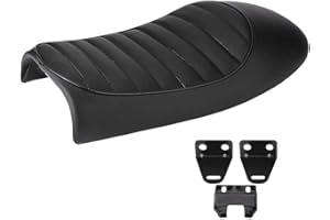 Dioche Universal-Leder, Motorradsitz, Modifikation des Sitzes, Motorradsitzes, PU-Leder, Vintage-Racer, flacher Sitz, Sattelkissen (D)