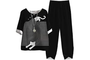 Tomwell Survêtements Femme Outfit Ensemble de Survêtement 2 Pièces Jogging Sportswear Imprimé Floral Haut et Pantalon Tenue de Sport Décontracté Streetwear