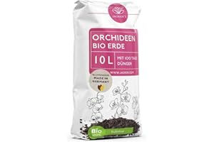 JASKER'S Bio Orchideenerde 10 L Dünger und Wurzelaktivator - Lockere Orchideen Erde ideal zum Umtopfen - Erde für Orchideen mit Pinienrinde - Orchideensubstrat