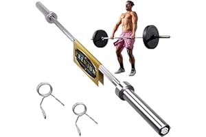 ManiBoom Barra OLIMPICA 20kg 220 cm para Discos y Pesas de Ø50mm - Barra de MUSCULACION para Press Banca, Halterofilia Crossfit - Barra Olímpica Carga máxima de 230kg